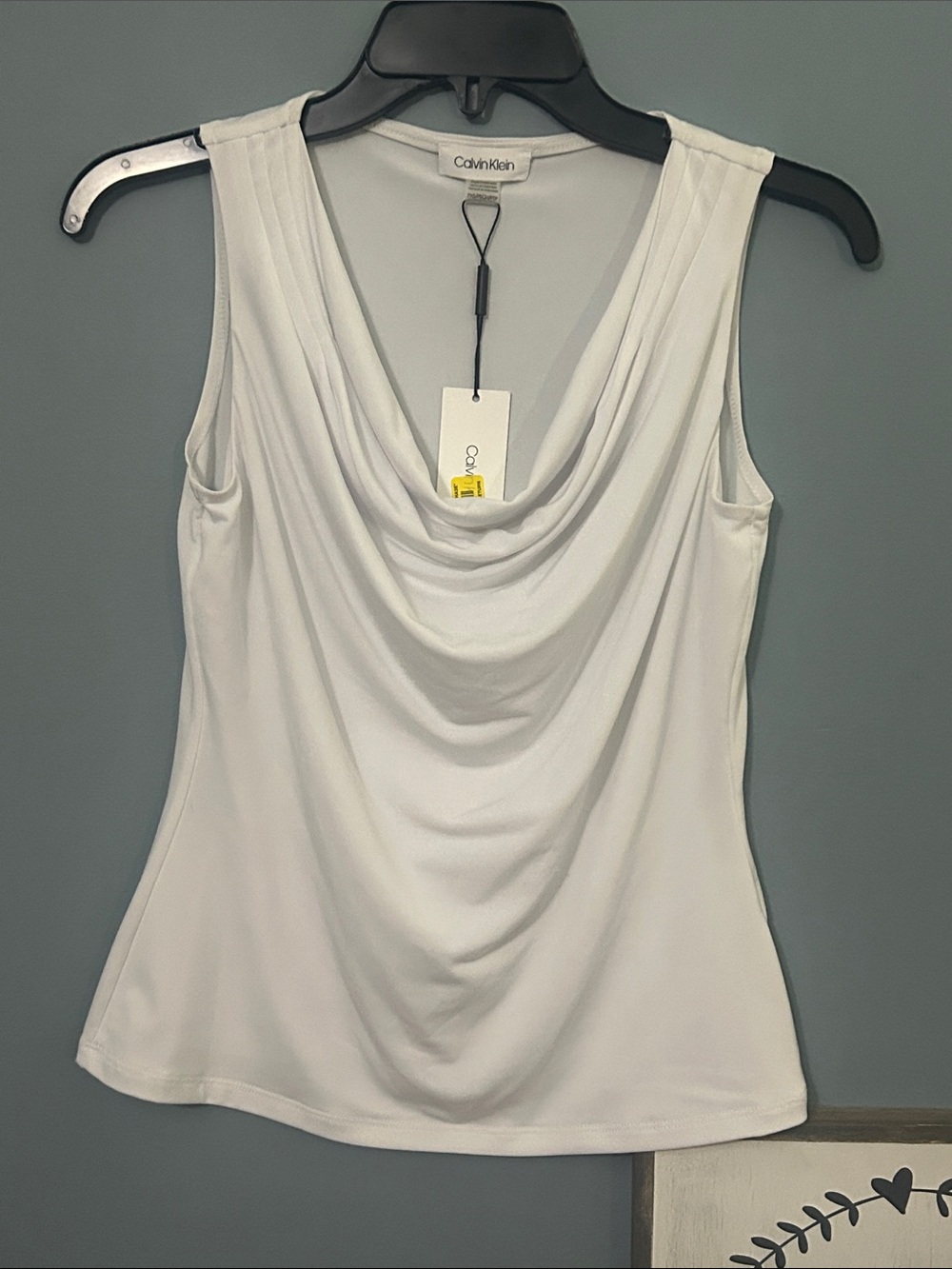 Calvin Klein White Draped Cowl Neck Blouse
